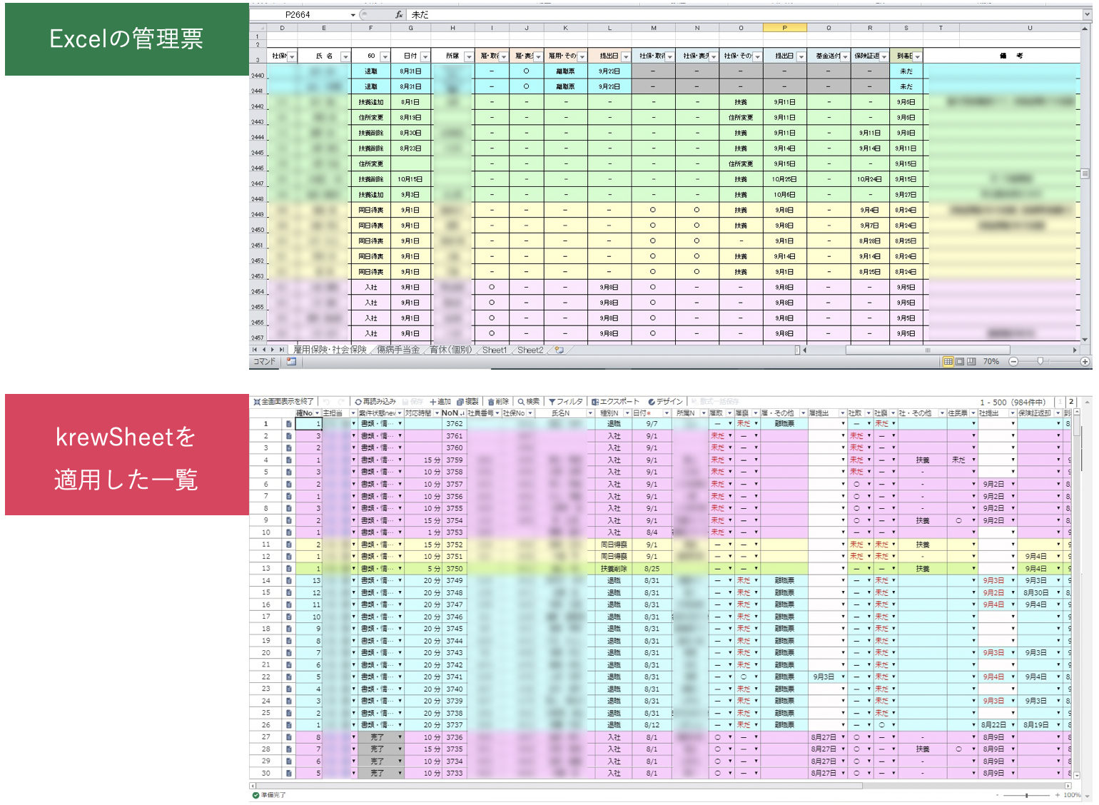 見える案件アプリの一覧：Excelで管理していた大規模顧客の案件をkrewSheetを使いkintone化